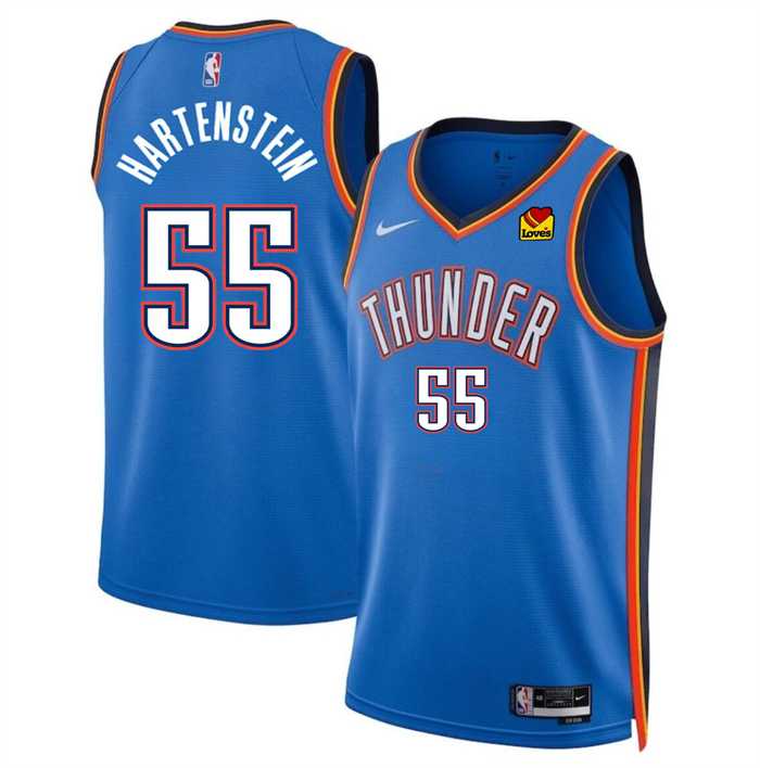 Mens Oklahoma City Thunder #55 Isaiah Hartenstein Blue Icon Edition Stitched Basketball Jersey Dzhi